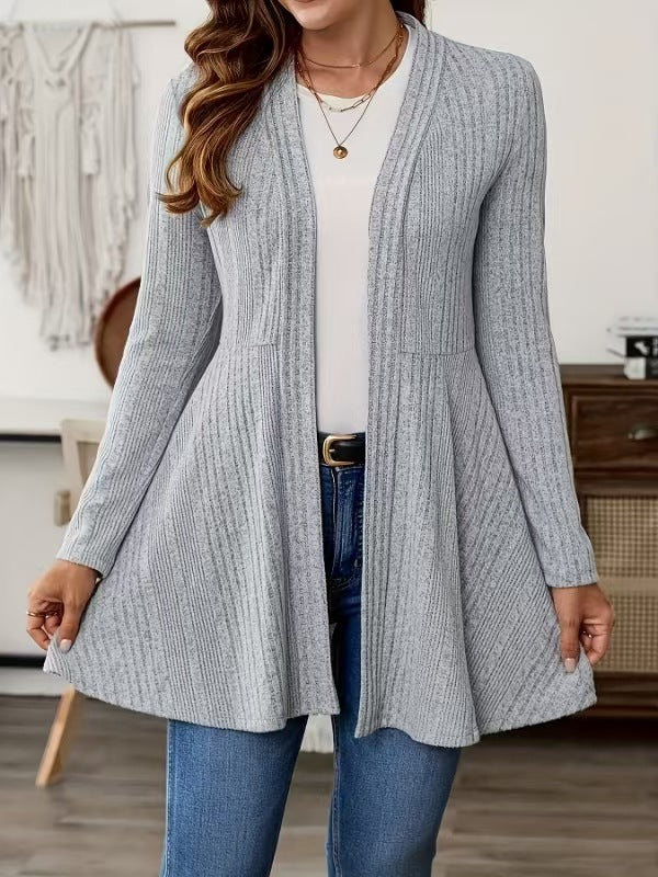 Women's Ribbed Long Cardigan Open Front Loose Fit