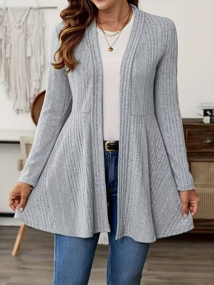 Women's Ribbed Long Cardigan Open Front Loose Fit