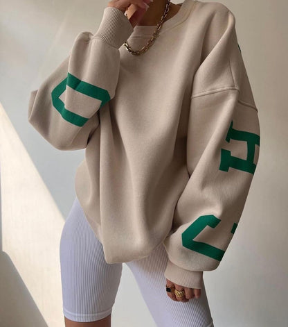 Women's Oversized Graphic Fleece Crewneck Sweatshirt