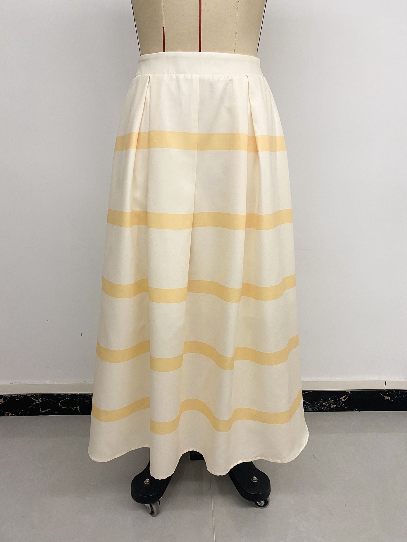 High Waist Striped Maxi Skirt Flowy Summer Vacation