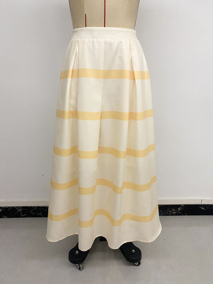 High Waist Striped Maxi Skirt Flowy Summer Vacation