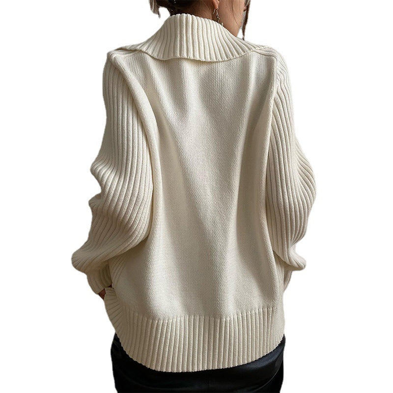 Women's Y2K Oversized Full Zip Collar Cardigan Sweater