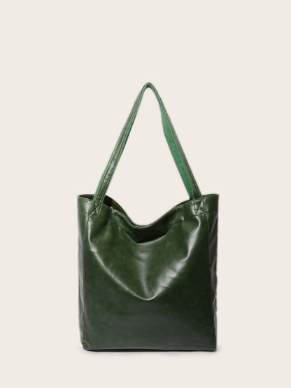 Vintage Soft Leather Tote Bag with Pocket Large Capacity