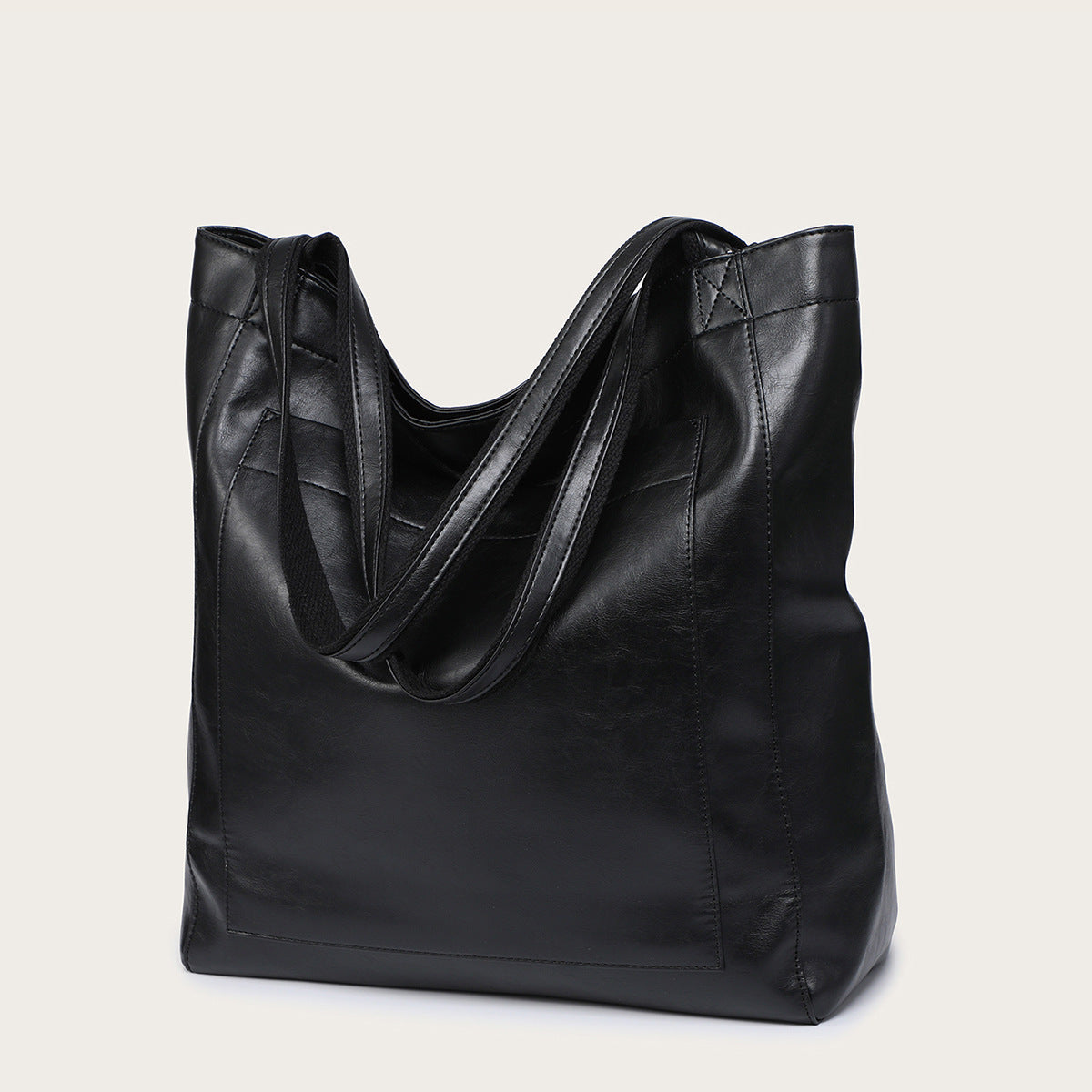 Vintage Soft Leather Tote Bag with Pocket Large Capacity
