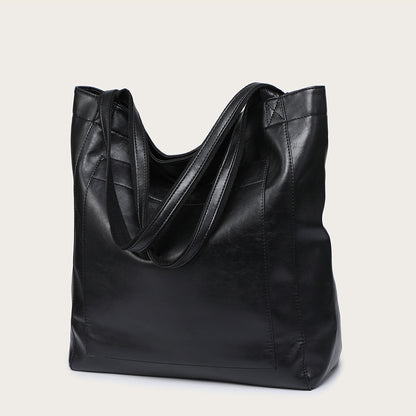 Vintage Soft Leather Tote Bag with Pocket Large Capacity