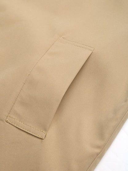 Contrast Collar Cropped Oversized Button Front Jacket