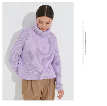 Women's Oversized Chunky Knit Turtleneck Sweater Pullover