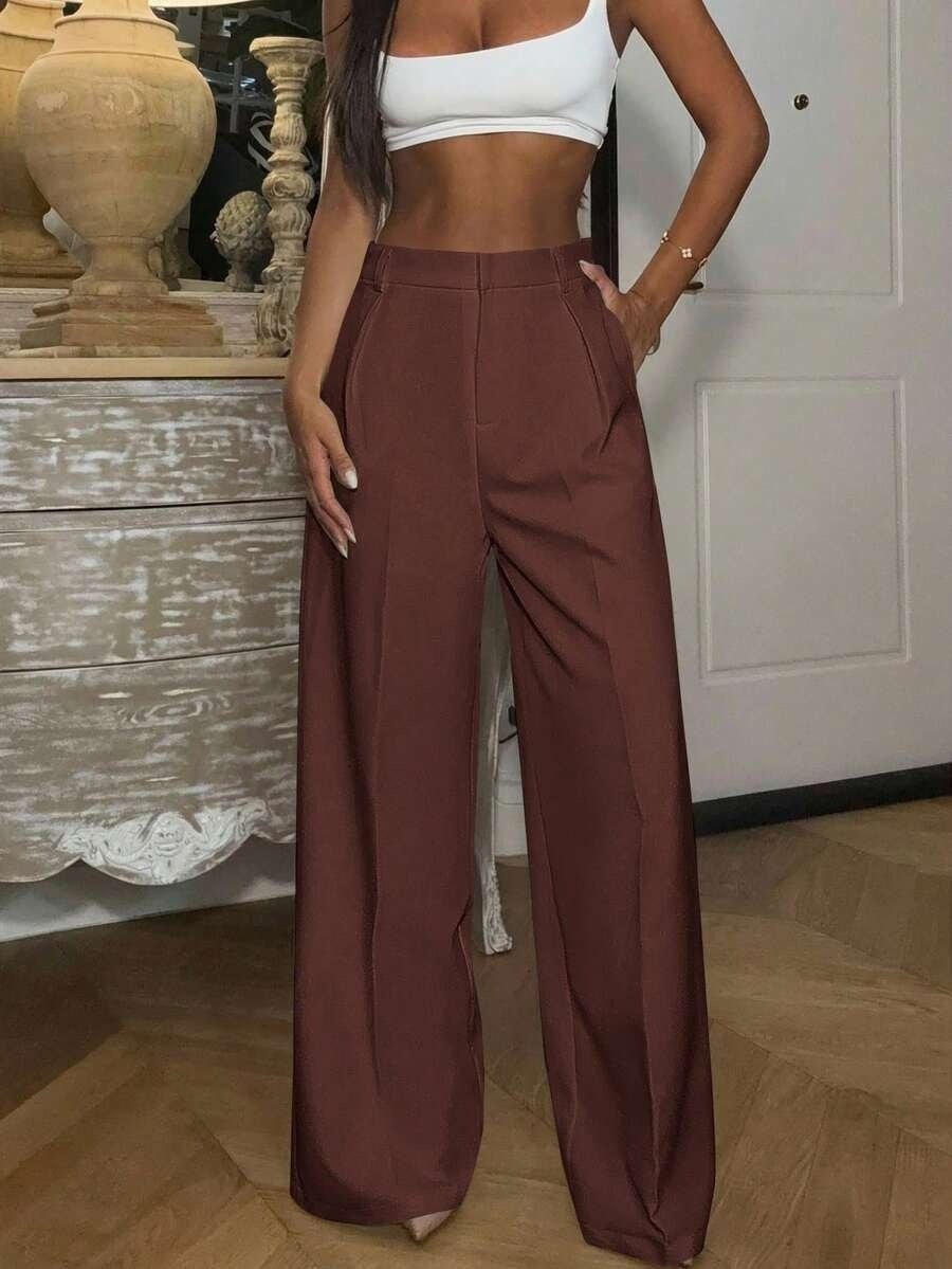 High Waisted Wide Leg Dress Pants Casual Work Trousers
