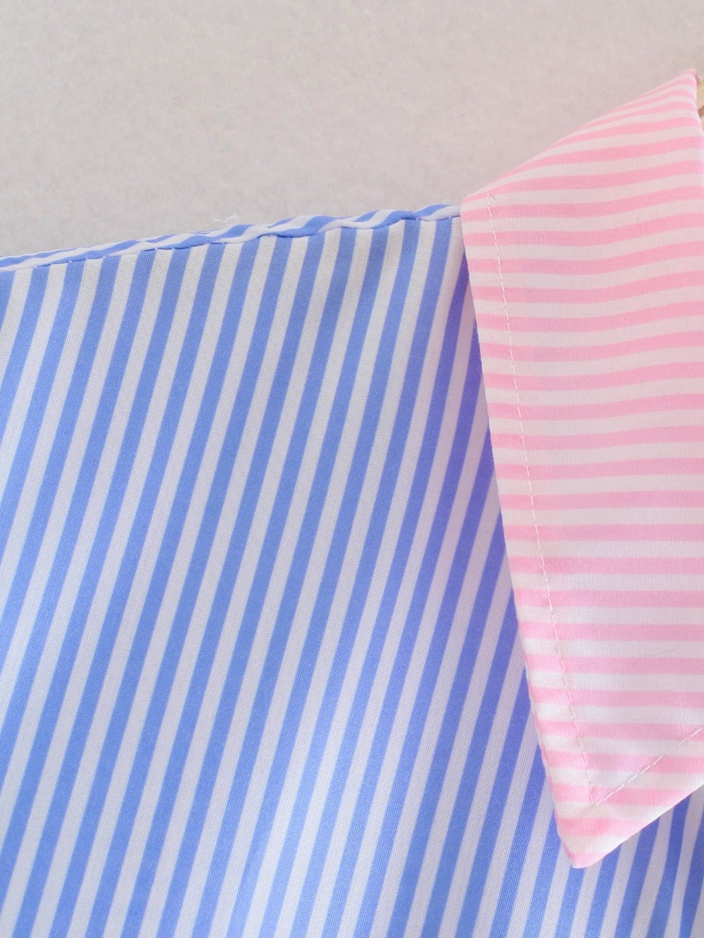 Women's Color Block Striped Oversized Button Down Shirt