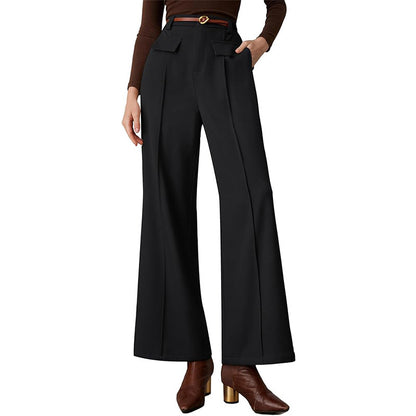 Women's High-Waist Wide-Leg Suit Pants – Elegant Business Trousers
