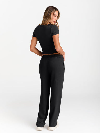 Crop Tee & Wide Leg Pants Lounge Set for Women
