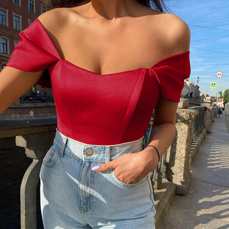 Halter Corset Top Satin Bustier Slim Fit Summer Tank