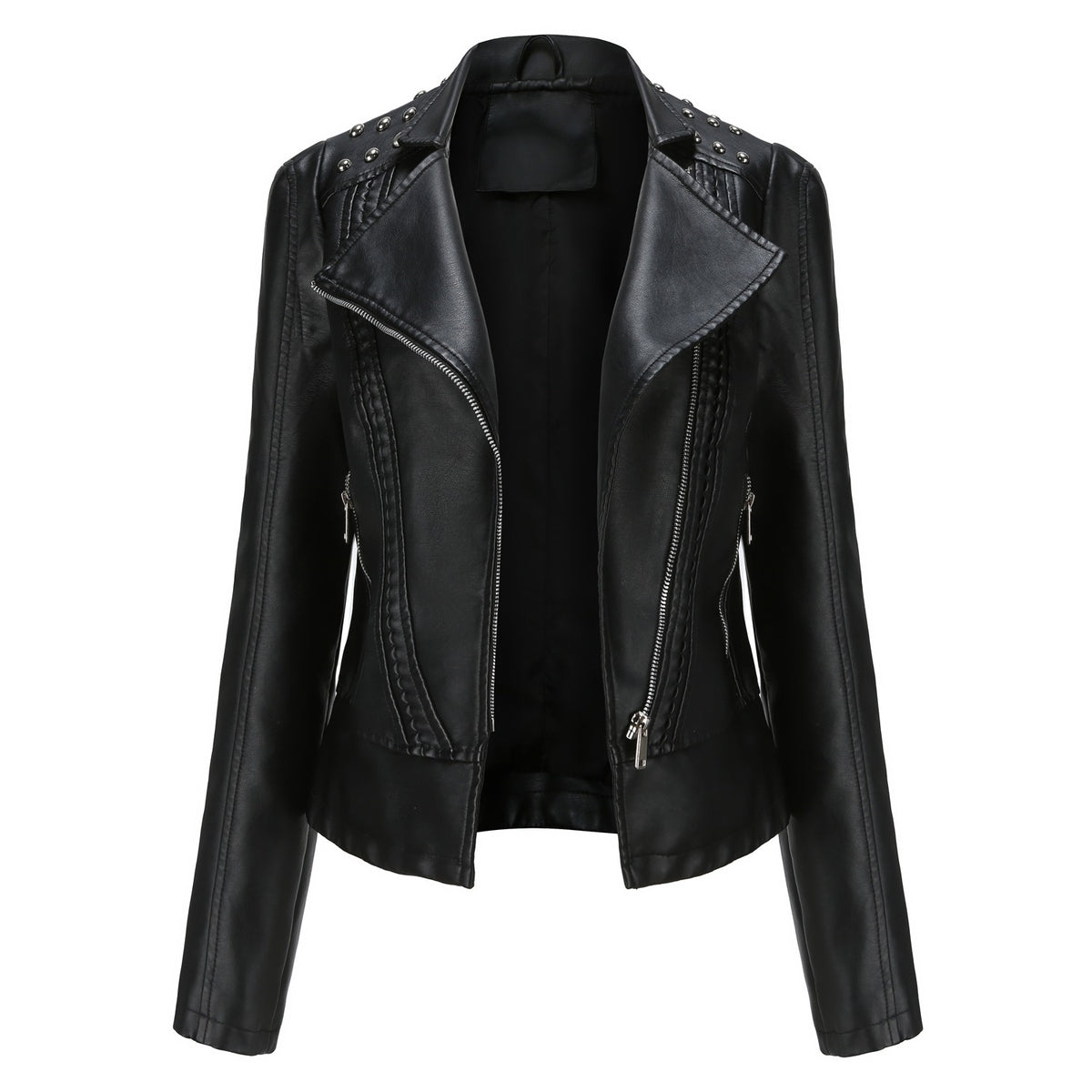 Women's Studded Faux Leather Moto Jacket