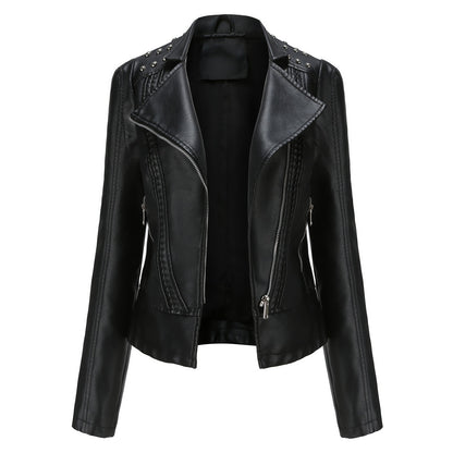 Women's Studded Faux Leather Moto Jacket