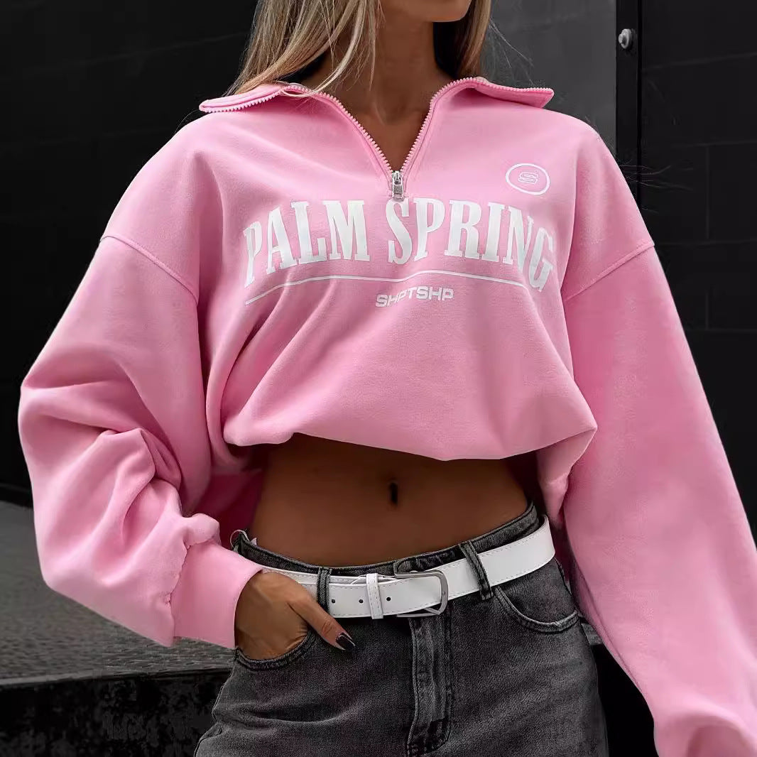Women's Oversized Quarter Zip Graphic Sweatshirt