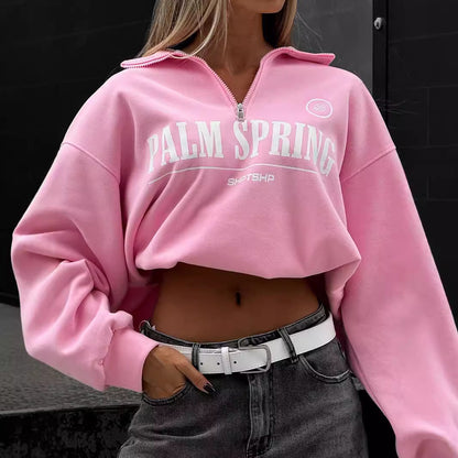 Women's Oversized Quarter Zip Graphic Sweatshirt