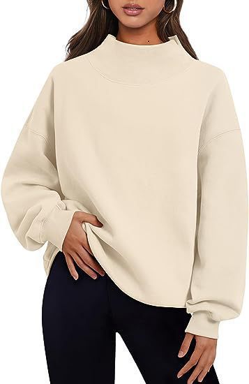 Women's Oversized Mock Neck Sweatshirt Pullover