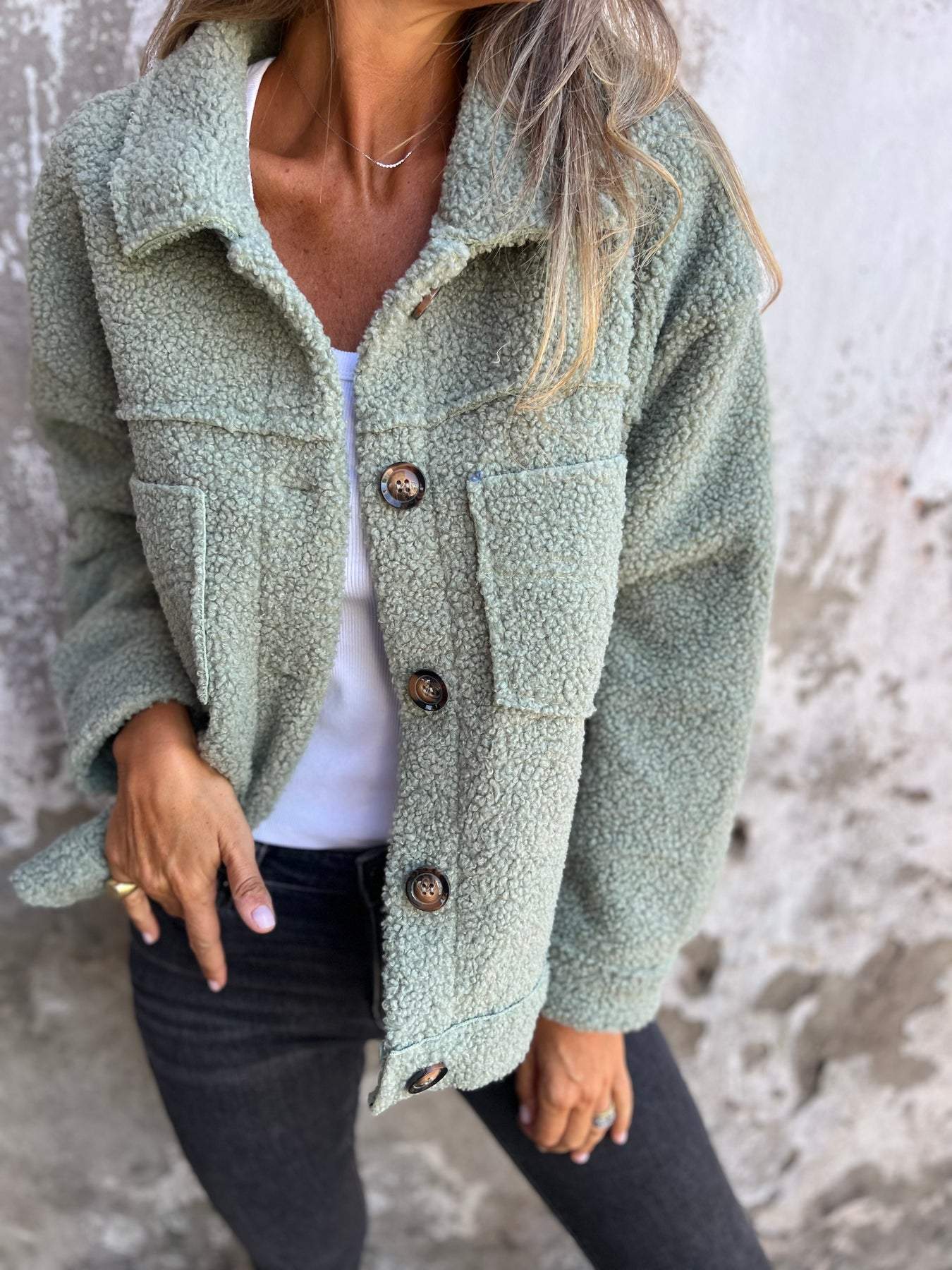 Women's Sherpa Shacket Button Front Jacket