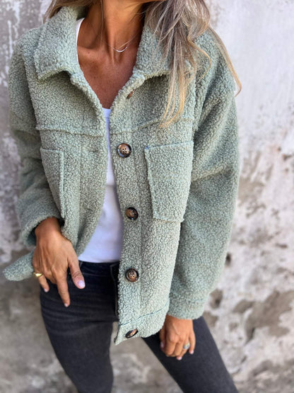 Women's Sherpa Shacket Button Front Jacket