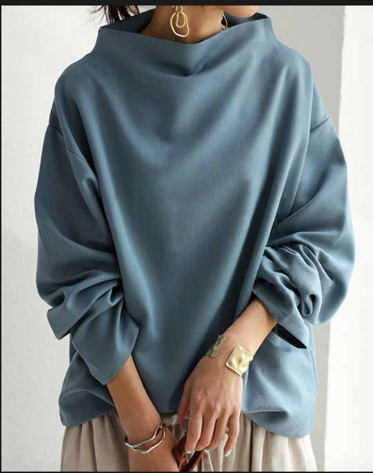 Women's Oversized Mock Neck Long Sleeve Sweatshirt