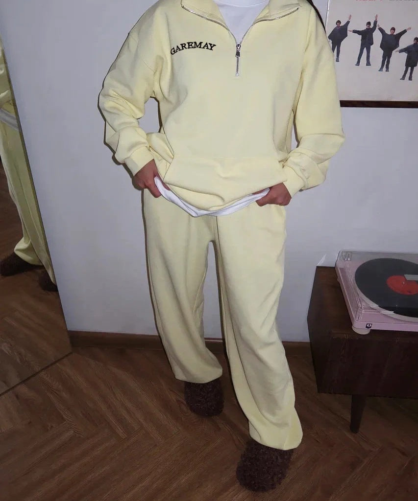 Women's Embroidered Quarter Zip Fleece Sweatsuit Set