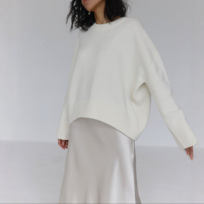 Women's Oversized Crew Neck Cozy Pullover Sweater