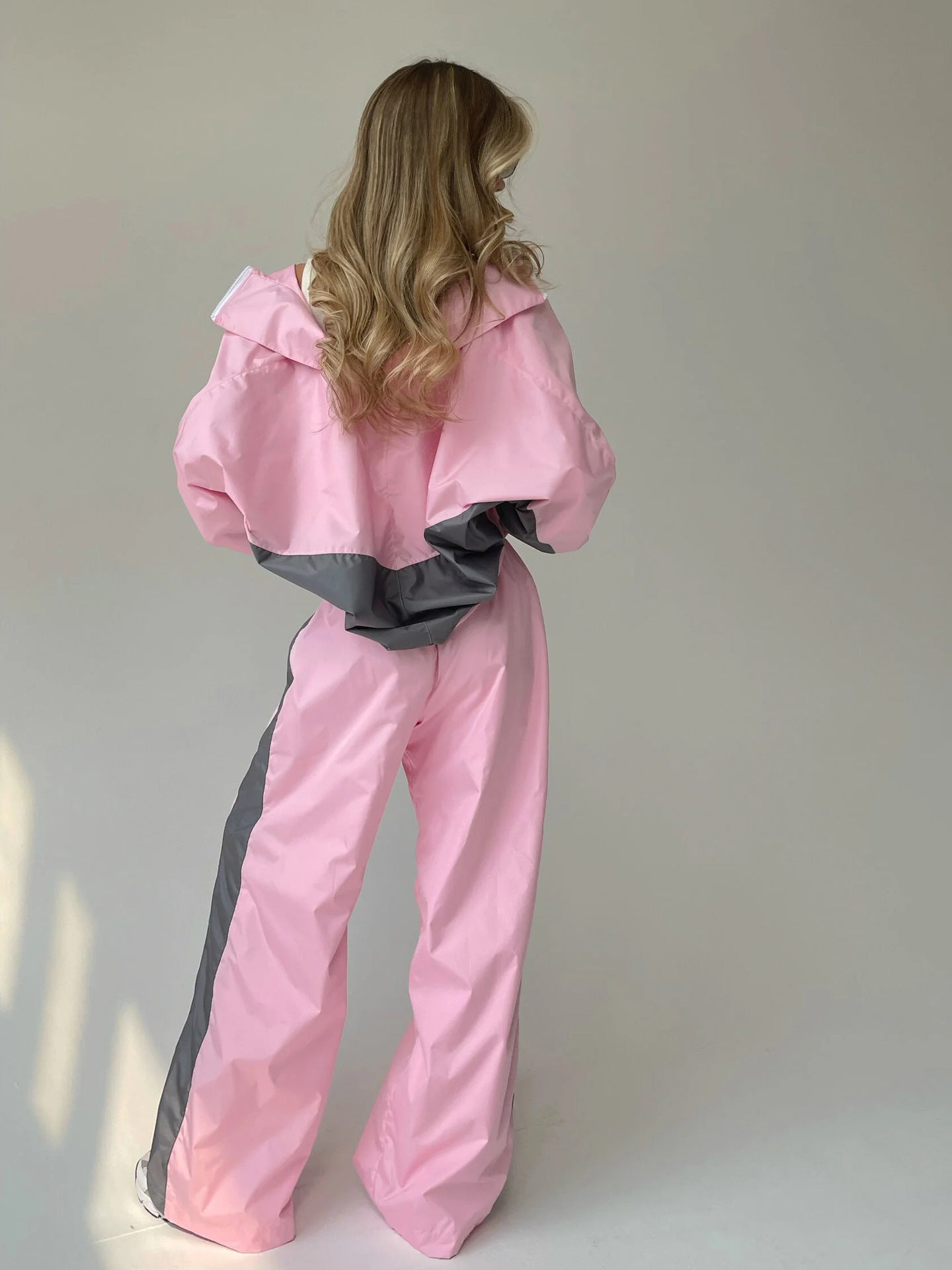 Women's Color Block Oversized Tracksuit Pants Set