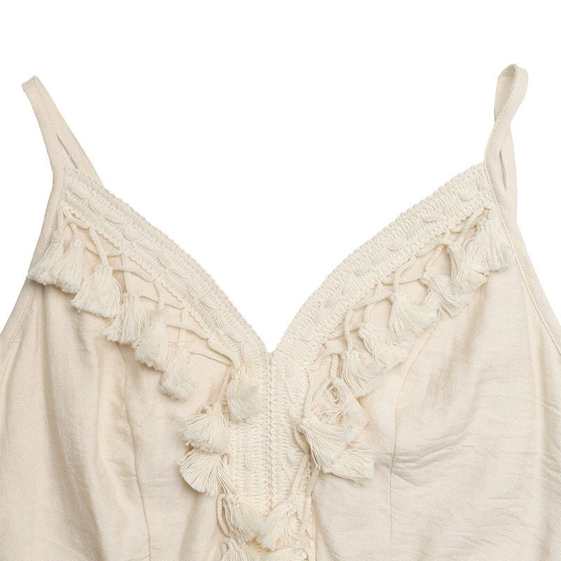 Lace Trim Cami Wide Leg Jumpsuit Resort Outfit