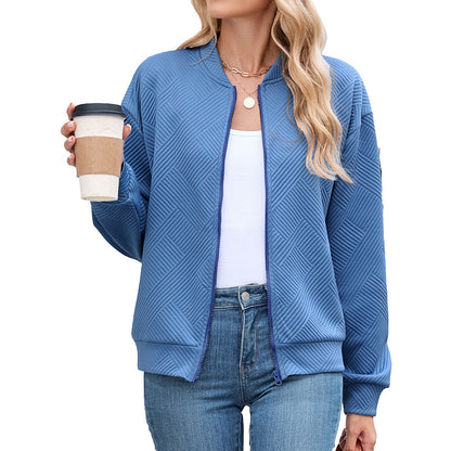 Women's Casual Zip Up Sweatshirt Jacket Long Sleeve Quilted