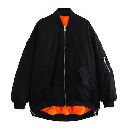 Women Oversized Bomber Jacket Casual Warm
