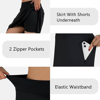 Women's High-Waisted A-Line Skirt with Pockets – Casual Sports Skirt