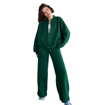 Women's Oversized Zip Up Hoodie Wide Leg Pants Set