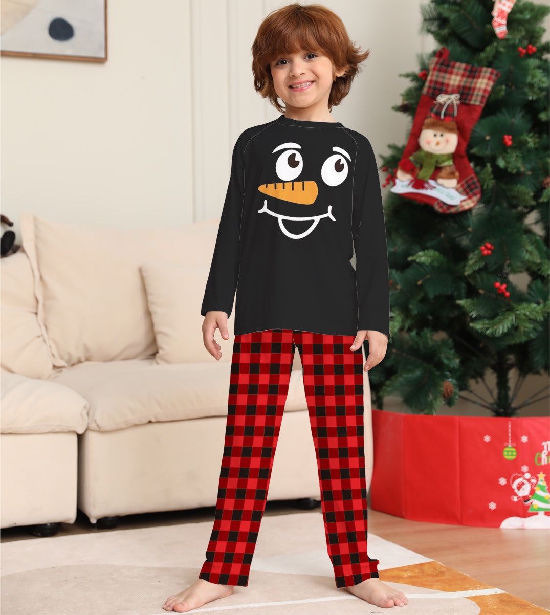 Cartoon Plaid Parent-child Dress Printed Loungewear Christmas Pajamas