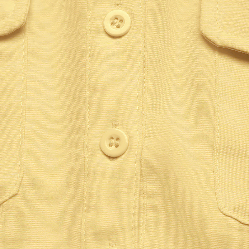 Yellow Sleeveless Button Down Belted Blouse Top