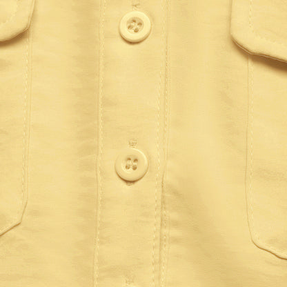 Yellow Sleeveless Button Down Belted Blouse Top