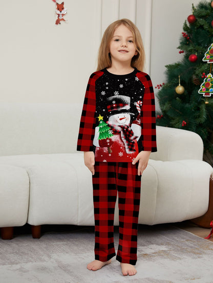 Christmas Snowman Cane Sugar Snowflake Parent-child Christmas Pajamas