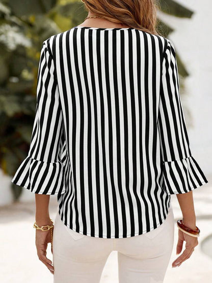 Women's Striped 3/4 Sleeve Casual Office Blouse