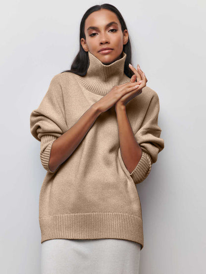 Women's Oversized Mock Neck Sweater Casual Fall Winter