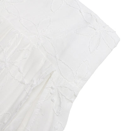 White Boho Maxi Skirt High Slit Embroidered Flowy Summer Vacation