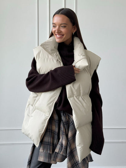 Women's Oversized Puffer Vest Quilted Layering Jacket