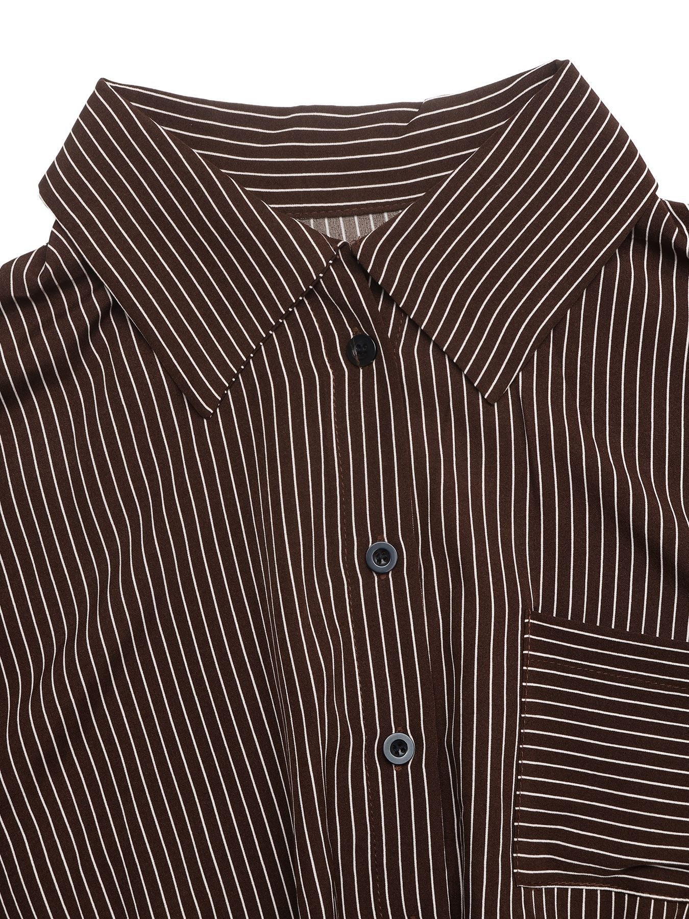 Striped Shirt Jumpsuit Button Front Cropped Pants