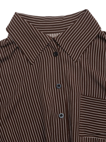 Striped Shirt Jumpsuit Button Front Cropped Pants