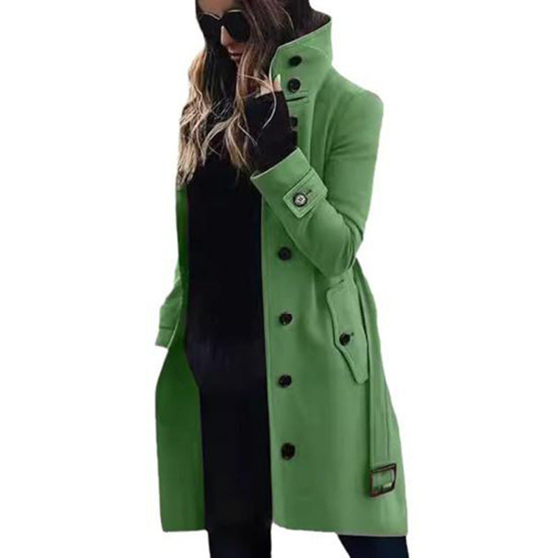 Women's Winter Mid-Length Single Breasted Wool Coat