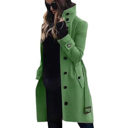 Women's Winter Mid-Length Single Breasted Wool Coat