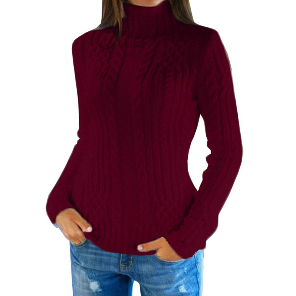 Women's Fitted Cable Knit Turtleneck Sweater