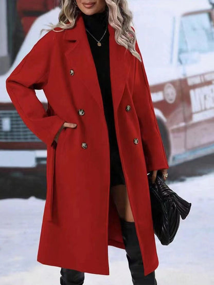 Women's Oversized Long Belted Double Breasted Winter Coat