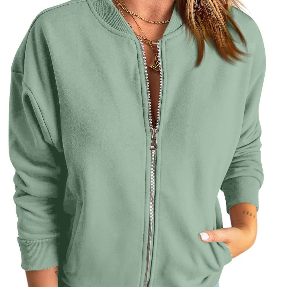 Women's Oversized Zip Up Bomber Jacket Casual
