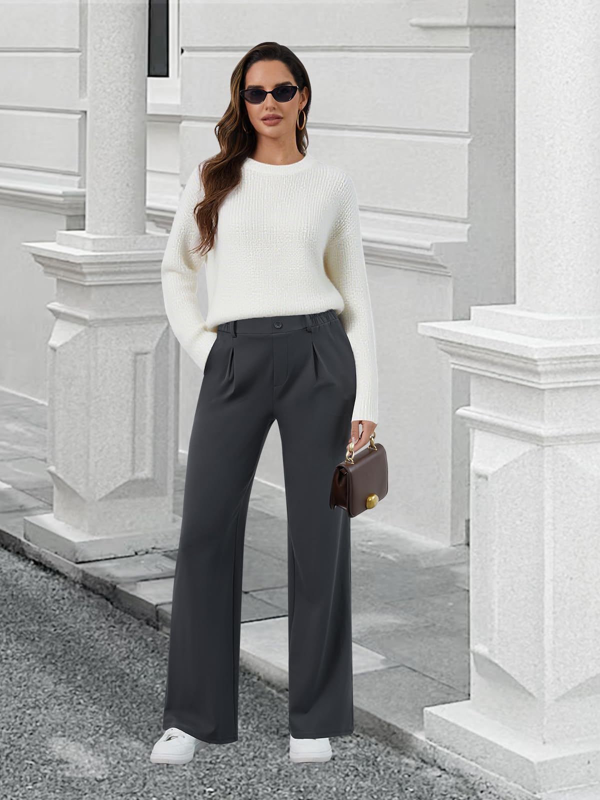 Women's High Waisted Wide Leg Work Pants Business Casual