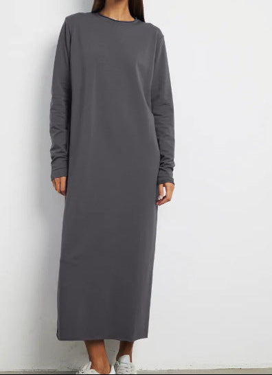 Women's Casual Long Sleeve Solid Maxi Dress Loose Fit
