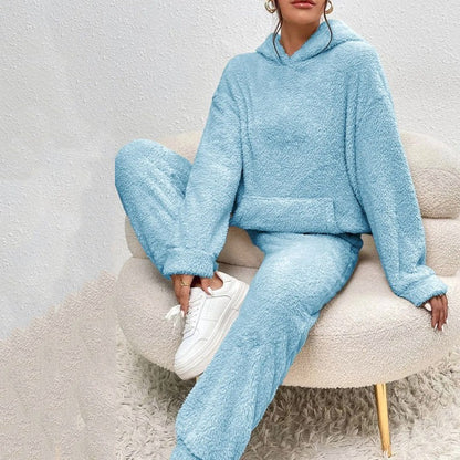 Women's Sherpa Hoodie Jogger Lounge Set